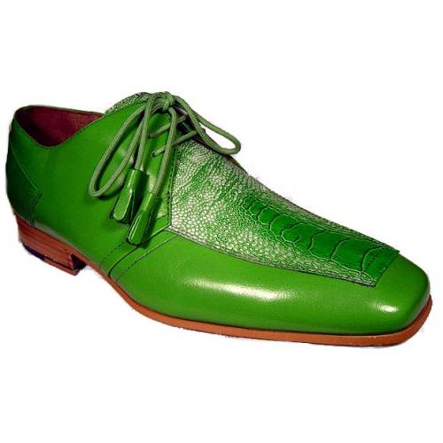 Giorgio Brutini Lime Green Ostrich Print Shoes #157865-3